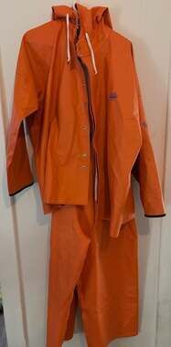 Grundens Brigg 40 Jacket & Herkules 16 Bib Pants Set Orange Size Large